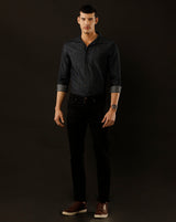 Men's Slim Fit Solid Denim Casual Shirt (CUSAN)