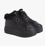 Calvin Klein BOLD PLATFORM LOW LACE UP Womens Trainers Triple Black