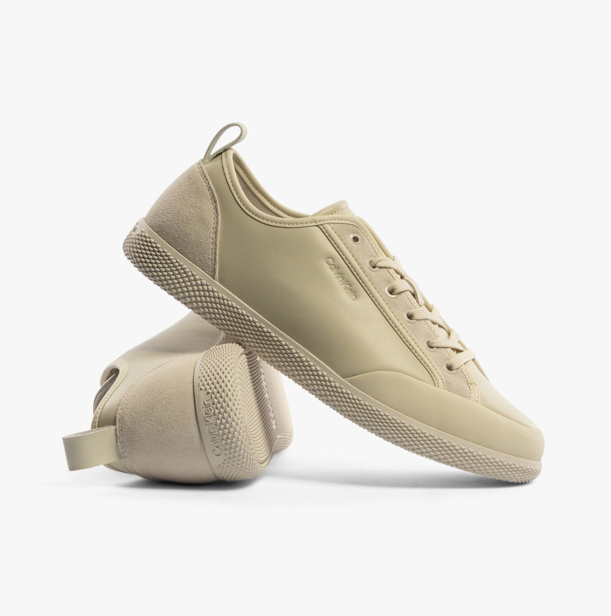 Calvin Klein LOW TOP LACE UP Mens Trainers Dk Ecru