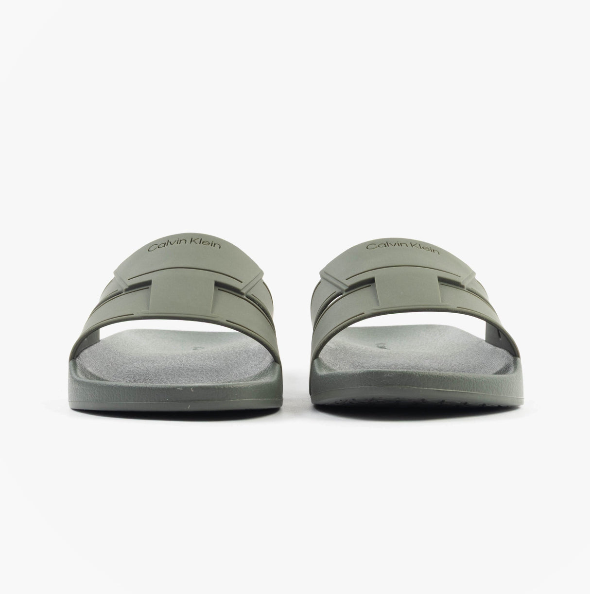 Calvin Klein POOL SLIDE DOUBLE T Mens Sliders Dark Olive