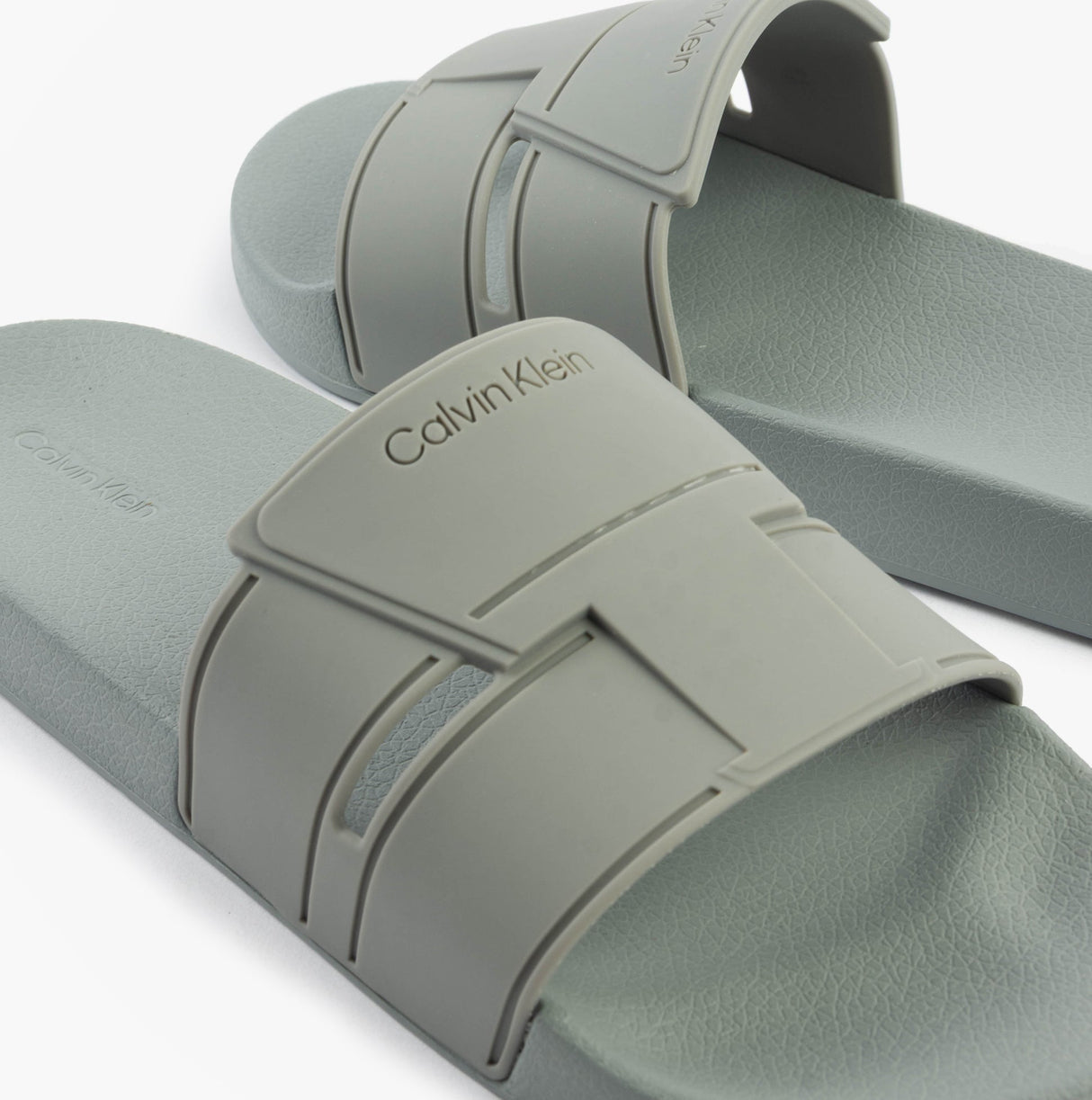 Calvin Klein POOL SLIDE DOUBLE T Mens Sliders Granite Road
