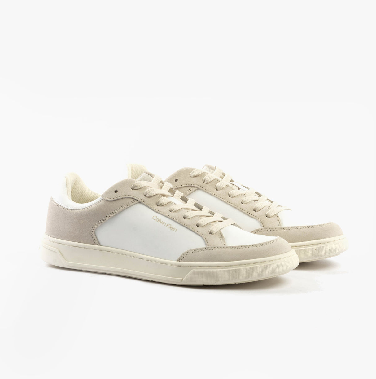 Calvin Klein LOW TOP LACE UP Mens Trainers White/Dark Ecru