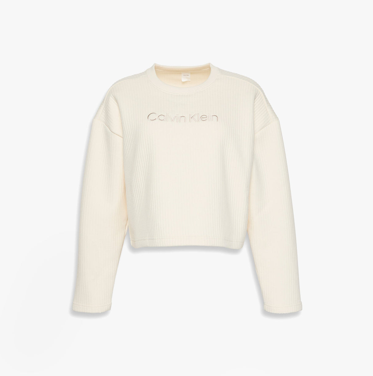 Calvin Klein LS QUILTED SWTSHIRT Womens Sweatshirts Ivory