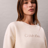 Calvin Klein LS QUILTED SWTSHIRT Womens Sweatshirts Ivory