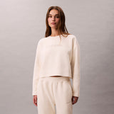 Calvin Klein LS QUILTED SWTSHIRT Womens Sweatshirts Ivory