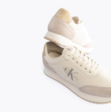 Calvin Klein RETRO RUNNER LOW MIX Mens Trainers Creamy White/Eggshell/Khaki