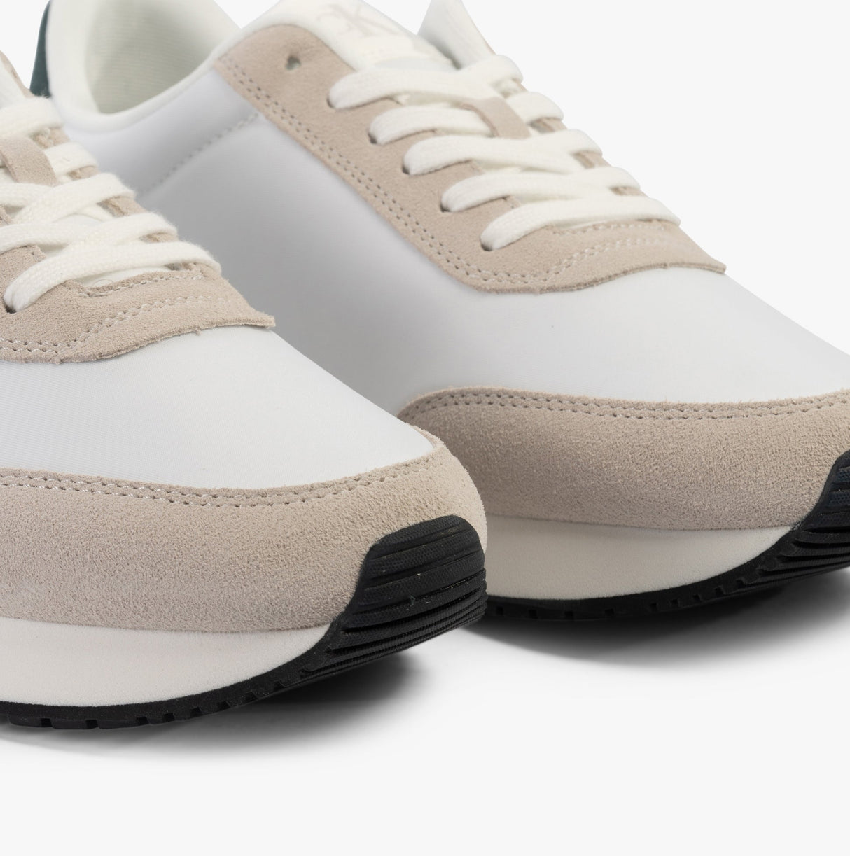 Calvin Klein RETRO RUNNER ICONIC Mens Trainers B White/ Ck Black/ Green Palm