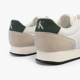 Calvin Klein RETRO RUNNER ICONIC Mens Trainers B White/ Ck Black/ Green Palm