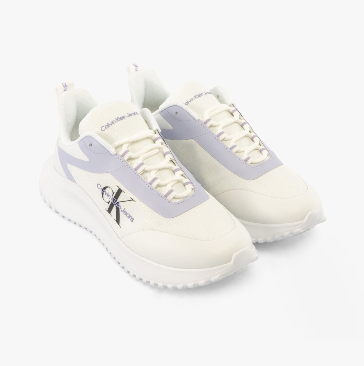 Calvin Klein EVA RUNNER LOW LACE Womens Trainers Bright White/Pastel Lilac