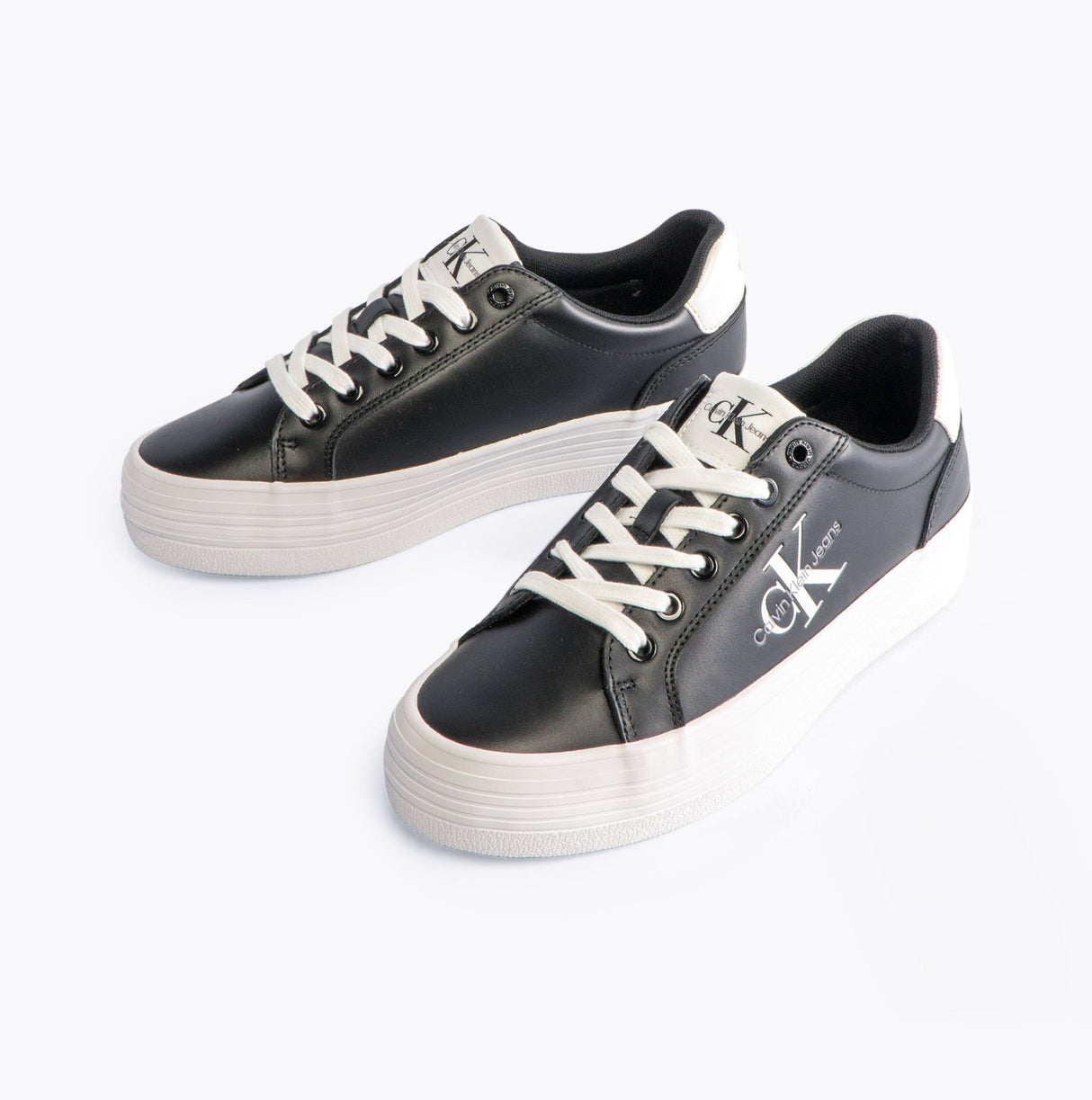 Calvin Klein FLATFORM LACEUP Womens Trainers Black/Bright White