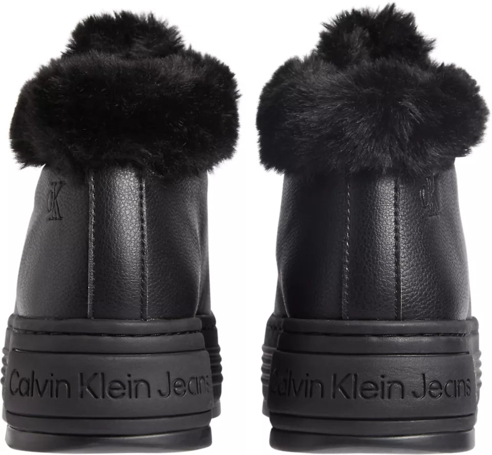 Calvin Klein BOLD PLATFORM LOW LACE UP Womens Trainers Triple Black