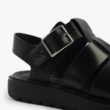 Calvin Klein LEATHER FISHERMAN Womens Sandals Triple Black