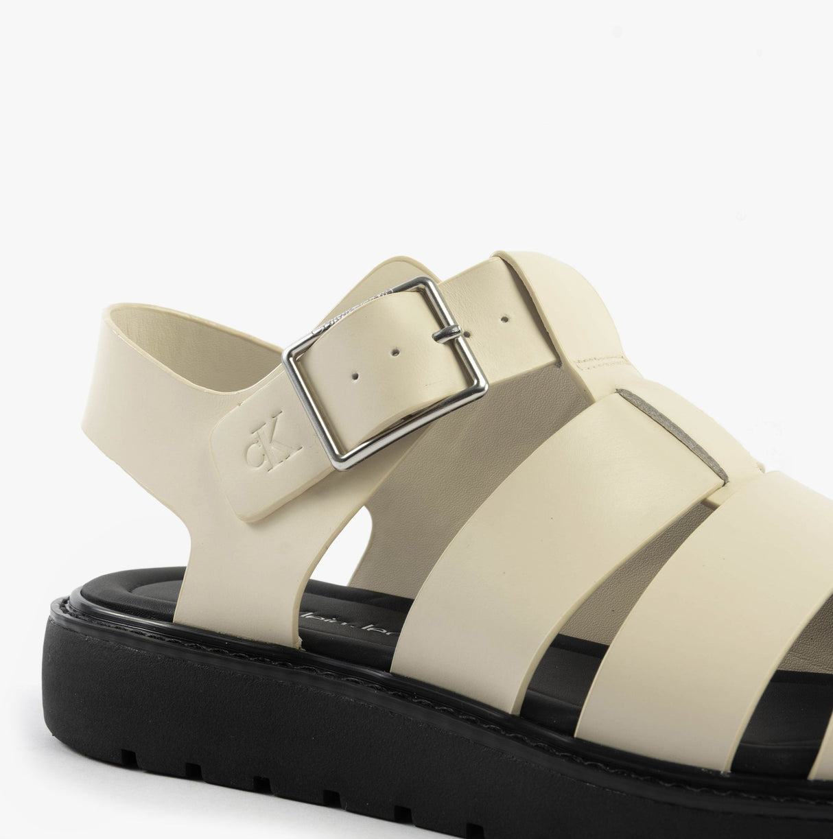 Calvin Klein LEATHER FISHERMAN Womens Sandals Turtle Dove/Black