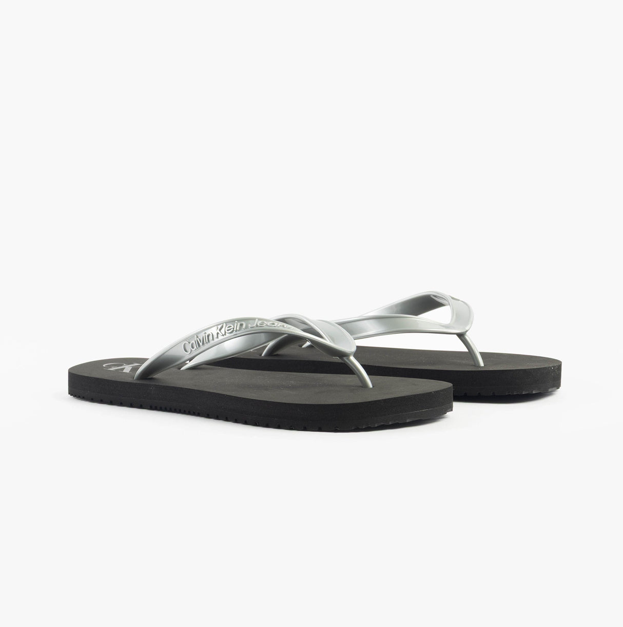 Calvin Klein BEACH SANDAL MONOLOG Womens Sandals Black/Silver