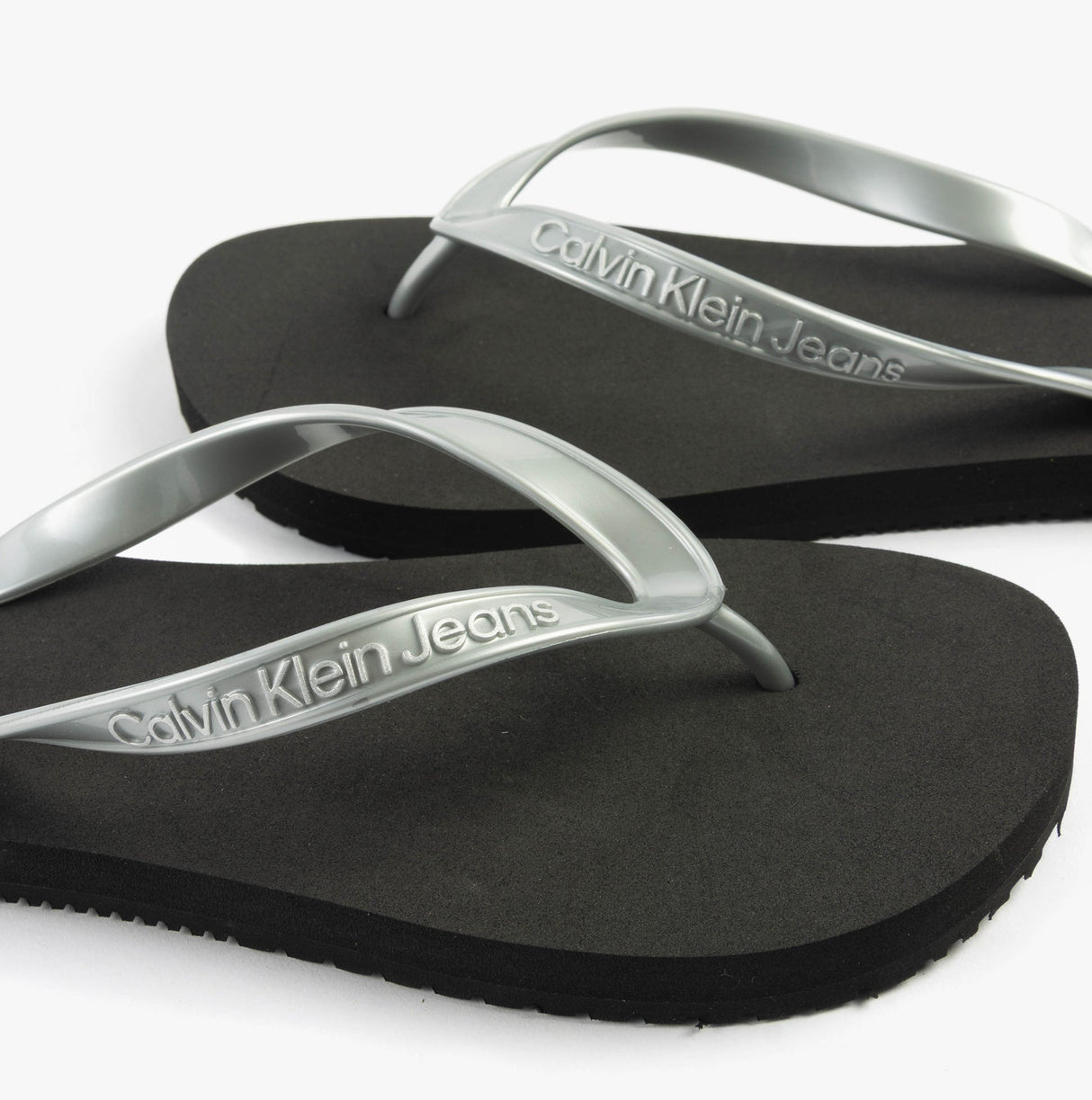 Calvin Klein BEACH SANDAL MONOLOG Womens Sandals Black/Silver