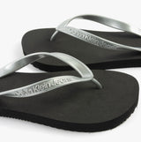 Calvin Klein BEACH SANDAL MONOLOG Womens Sandals Black/Silver