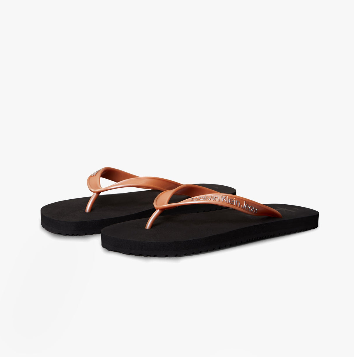 Calvin Klein BEACH SANDAL MONOLOGUE Womens Flip Flops Black/Dusty Coral