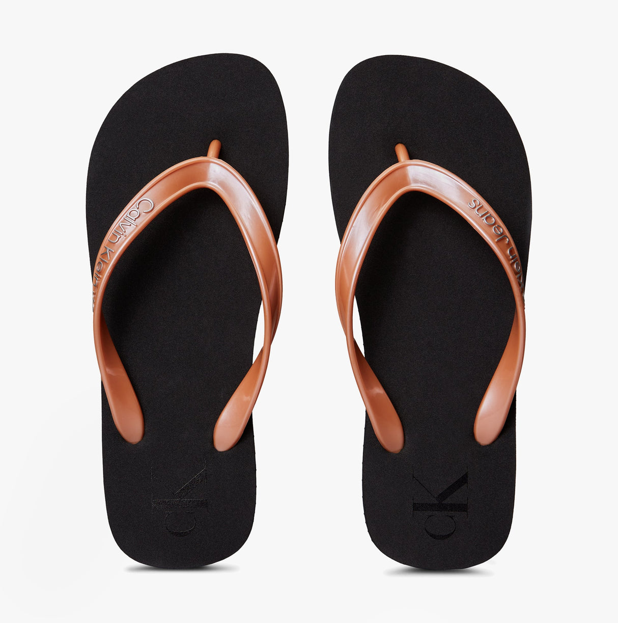 Calvin Klein BEACH SANDAL MONOLOGUE Womens Flip Flops Black/Dusty Coral