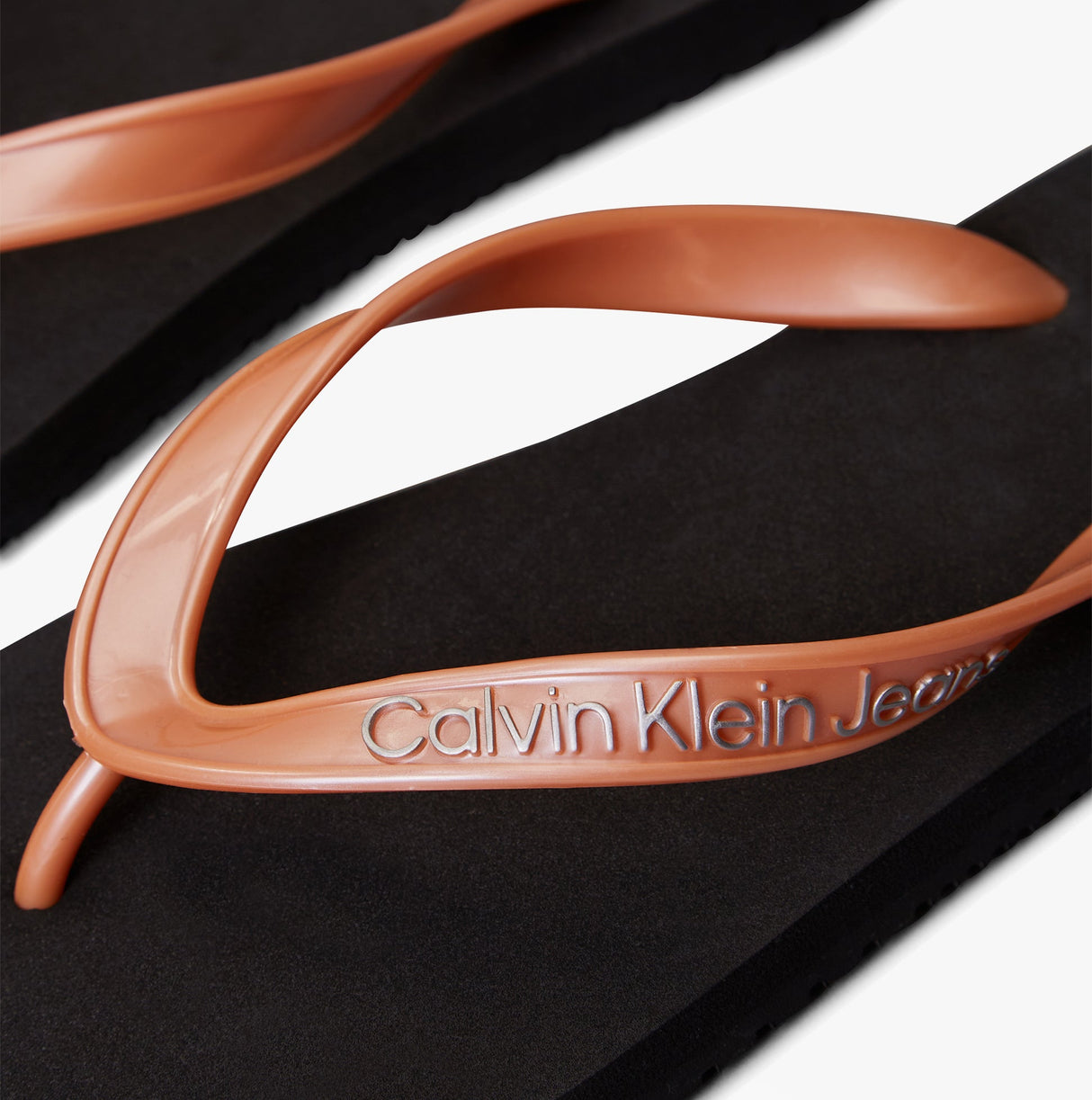 Calvin Klein BEACH SANDAL MONOLOGUE Womens Flip Flops Black/Dusty Coral