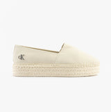 Calvin Klein FLATFORM Espadrille Womens Canvas Shoes Turtle Dove
