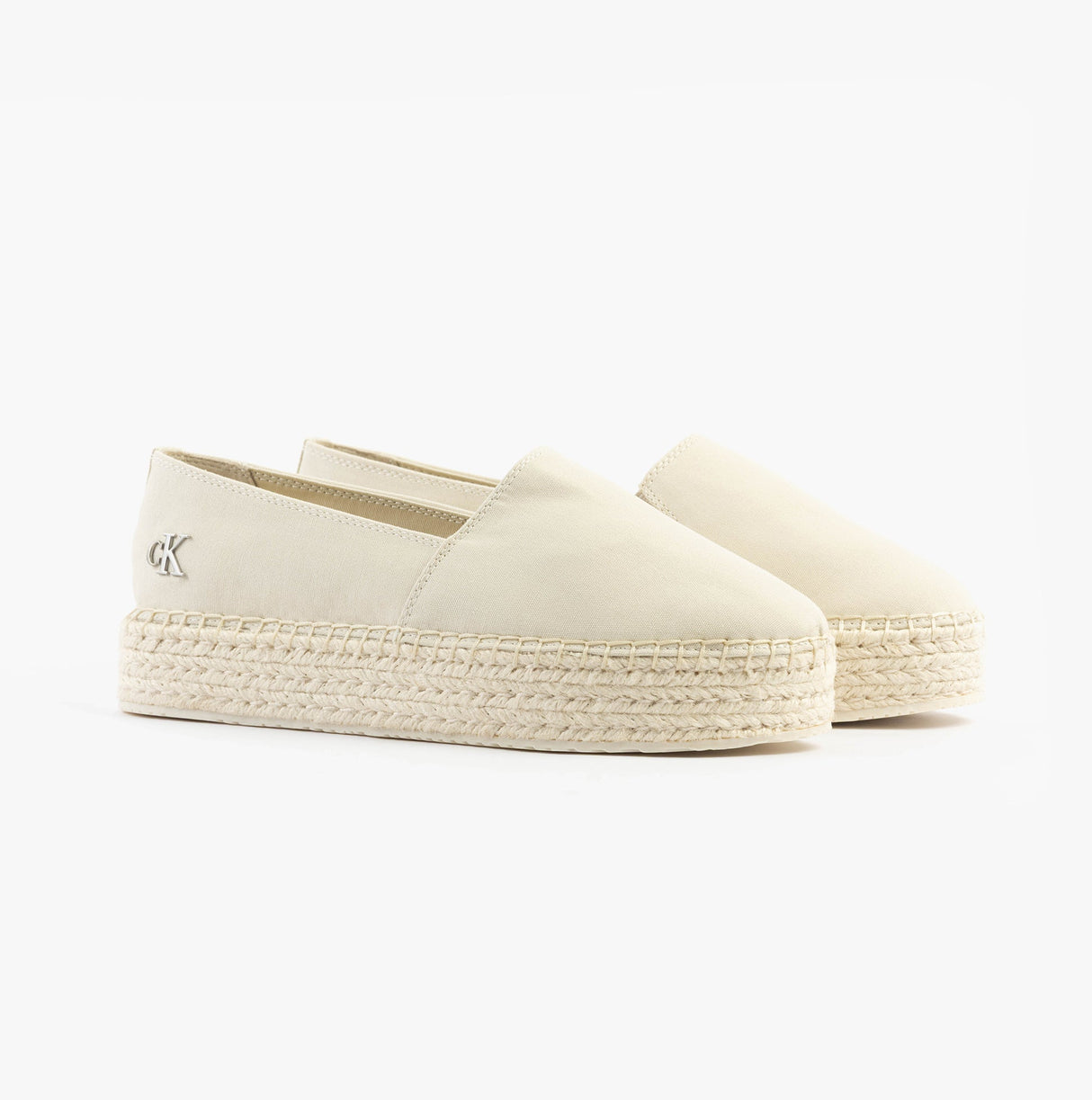 Calvin Klein FLATFORM Espadrille Womens Canvas Shoes Turtle Dove