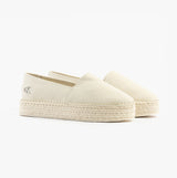 Calvin Klein FLATFORM Espadrille Womens Canvas Shoes Turtle Dove
