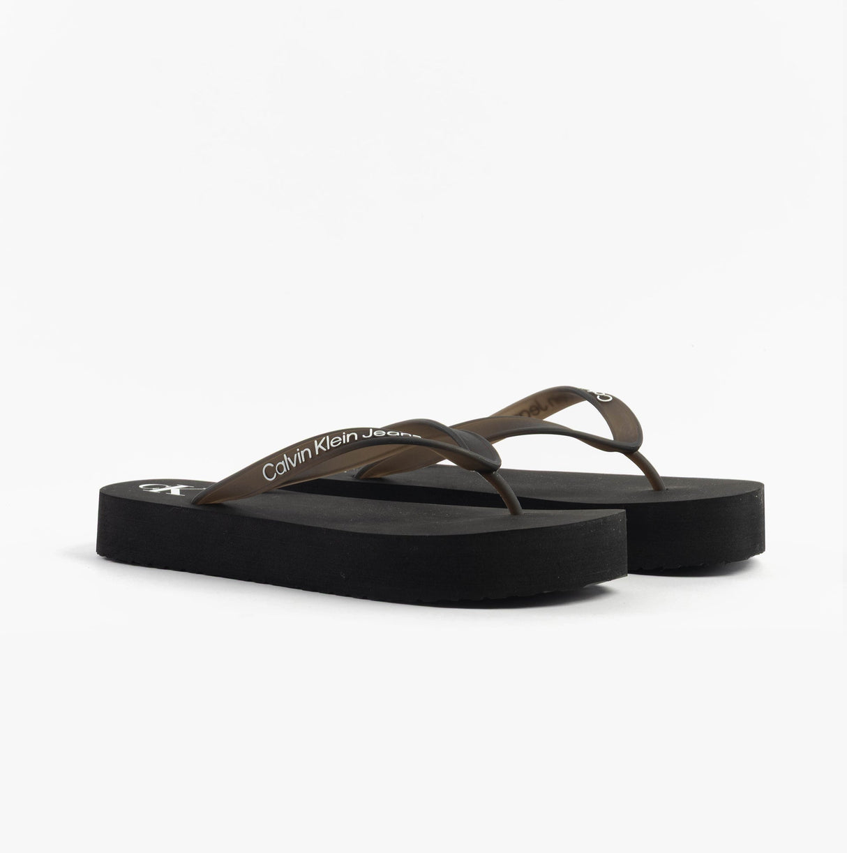 Calvin Klein BEACH SANDAL FLATFORM Womens Sandals Black/Bright White