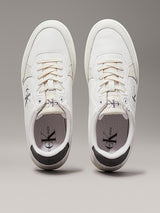 Calvin Klein CLASSIC CUP Mens Leather Trainers Bright White/Charcoal Grey