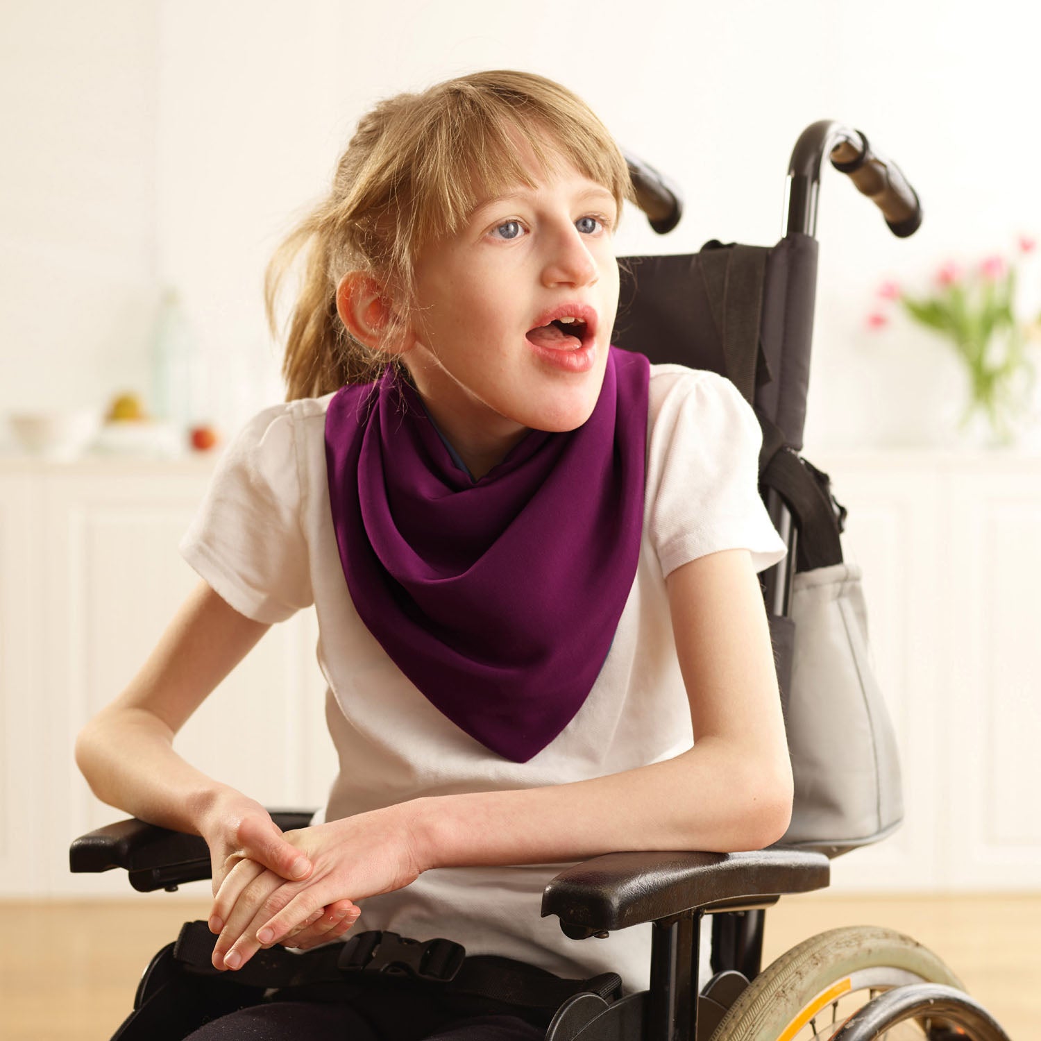 Premium Neckerchief Style Adult Dribble Bib - Waterproof & Discreet - Medium - Aubergine