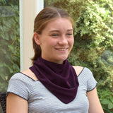 Premium Neckerchief Style Adult Dribble Bib - Waterproof & Discreet - Medium - Aubergine