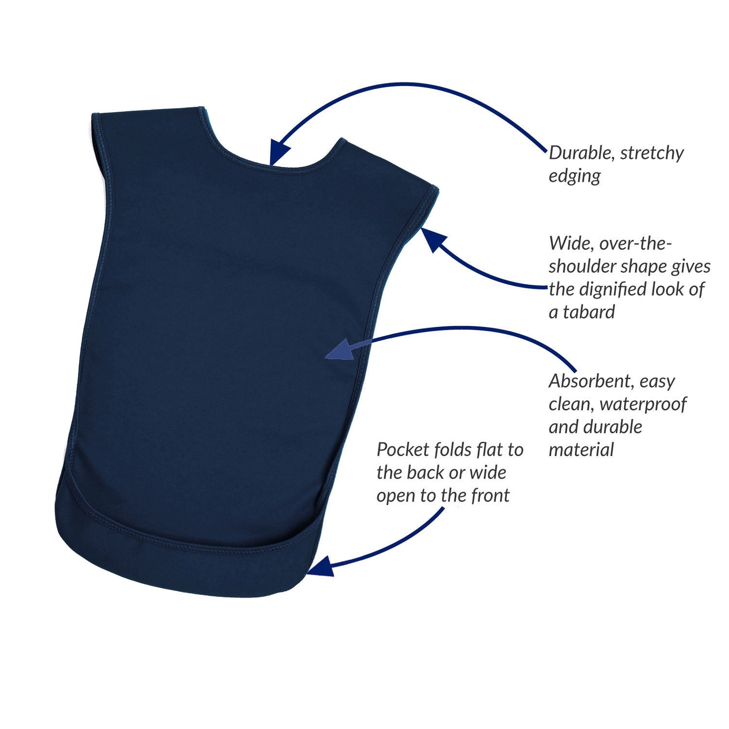 Tabard style adult bib - Small Navy