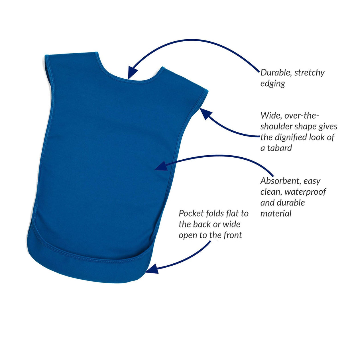 Tabard style adult bib - Small Blue