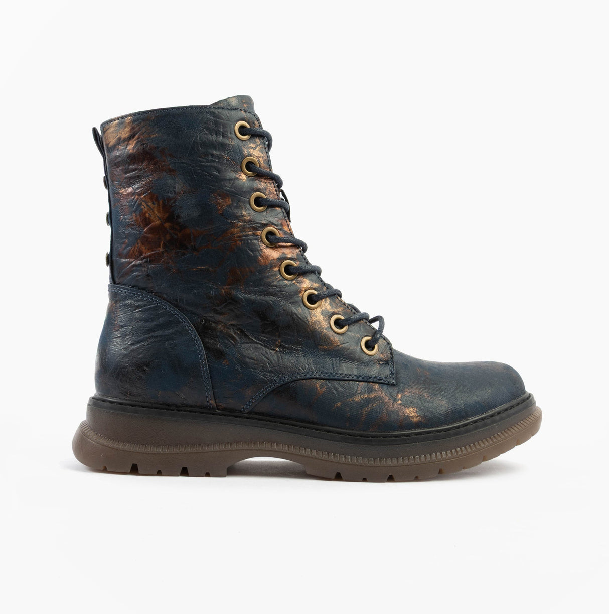 Cipriata ANNETTA Womens Textured Lace-Up Boots Navy/Bronze/Multi