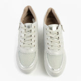 Cipriata JONE Womens Lace / Zip Trainers Silver Metallic