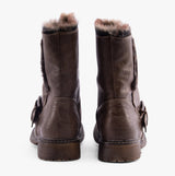 Cipriata ANDREANA Womens Faux Fur Fold Down Biker Boots Brown