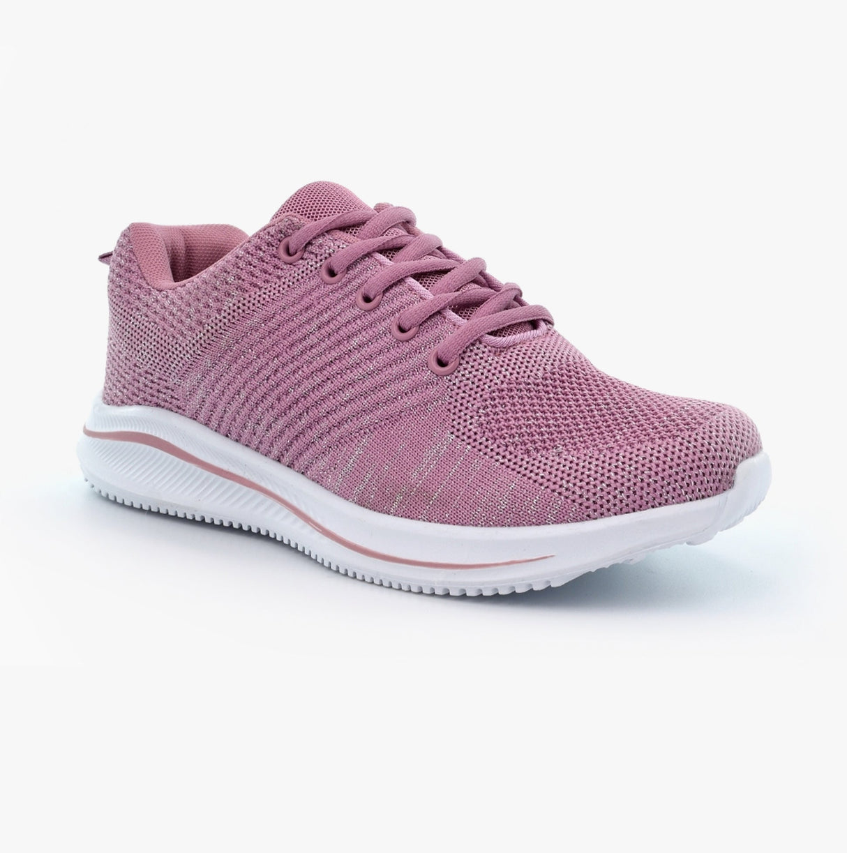 Cipriata LEONA Womens Sparkle Lace Up Trainers Rose Pink
