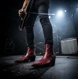 Club Cubano LENNON Mens Cuban Heel Boots Red Snake