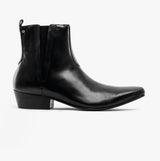 Club Cubano BRUNO Mens Leather Cuban Heel Pointed Boots Black