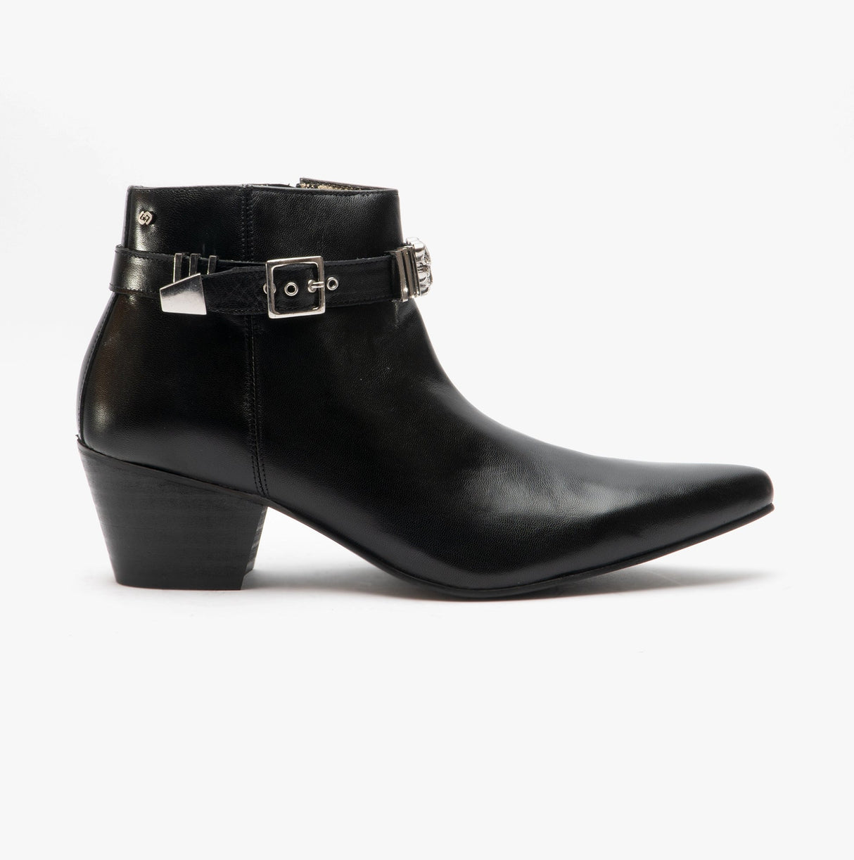 Club Cubano PAVEL Mens Leather Winklepicker Cuban Heel Boots Black