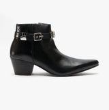 Club Cubano PAVEL Mens Leather Winklepicker Cuban Heel Boots Black