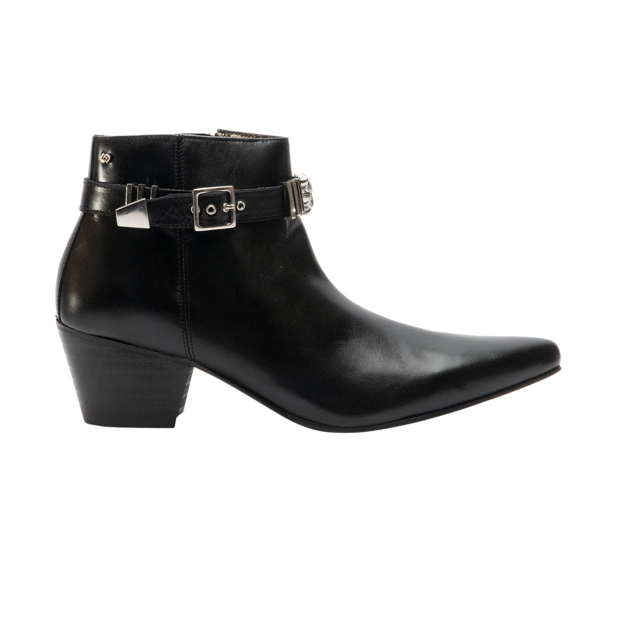 Club Cubano PAVEL Mens Leather Winklepicker Cuban Heel Boots Black