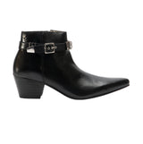 Club Cubano PAVEL Mens Leather Winklepicker Cuban Heel Boots Black