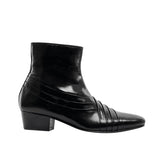 Club Cubano SALVATORE Mens Leather Cuban Heel Boots Black