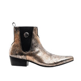 Club Cubano HUGO Mens Leather Cuban Heel Boots Gold Snake