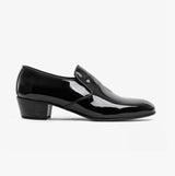 Club Cubano BILBAO Mens Patent Leather Plain Cuban Heel Shoes Black