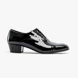 Club Cubano CORDOBA Mens Patent Leather Lace Up Cuban Heel Oxford Shoes Black