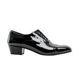 Club Cubano CORDOBA Mens Patent Leather Lace Up Cuban Heel Oxford Shoes Black