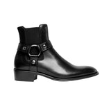Club Cubano LAMBRO Mens Leather Cuban Heel Boots Black