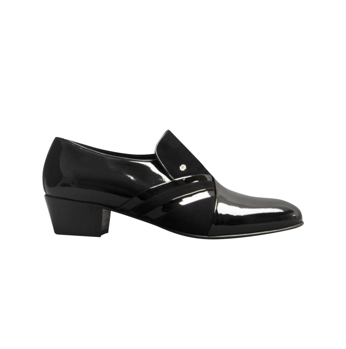 Club Cubano PABLO Mens Patent Leather Cuban Heel Shoes Black