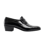 Club Cubano VALENCIA Mens Soft Leather Reptile Cuban Heel Shoes Black
